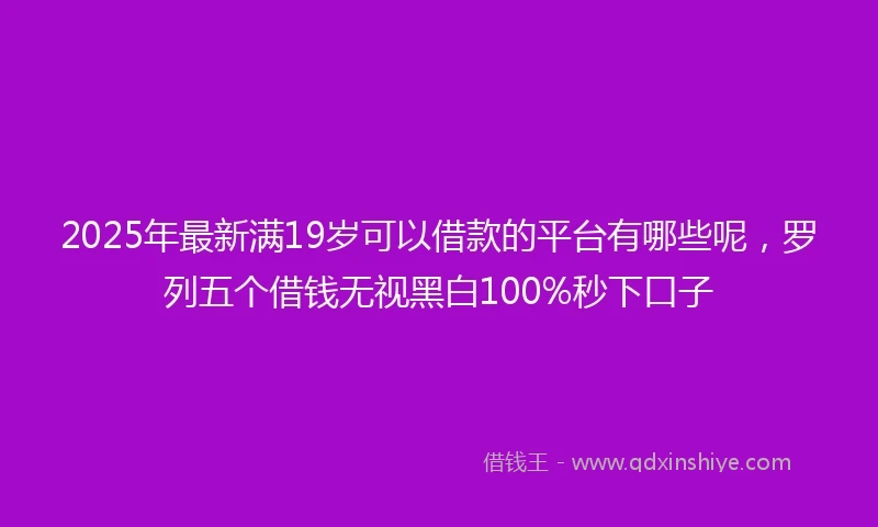 2025年最新满19岁可以借款的平台有哪些呢，罗列五个借钱无视黑白100%秒下口子