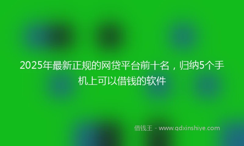 2025年最新正规的网贷平台前十名，归纳5个手机上可以借钱的软件