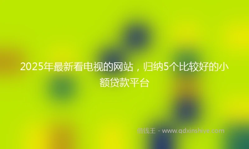 2025年最新看电视的网站，归纳5个比较好的小额贷款平台