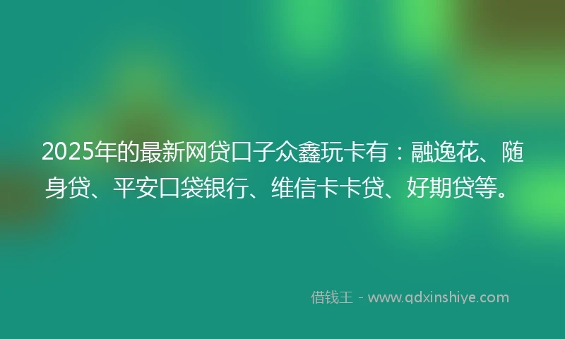 2025年的最新网贷口子众鑫玩卡有：融逸花、随身贷、平安口袋银行、维信卡卡贷、好期贷等。
