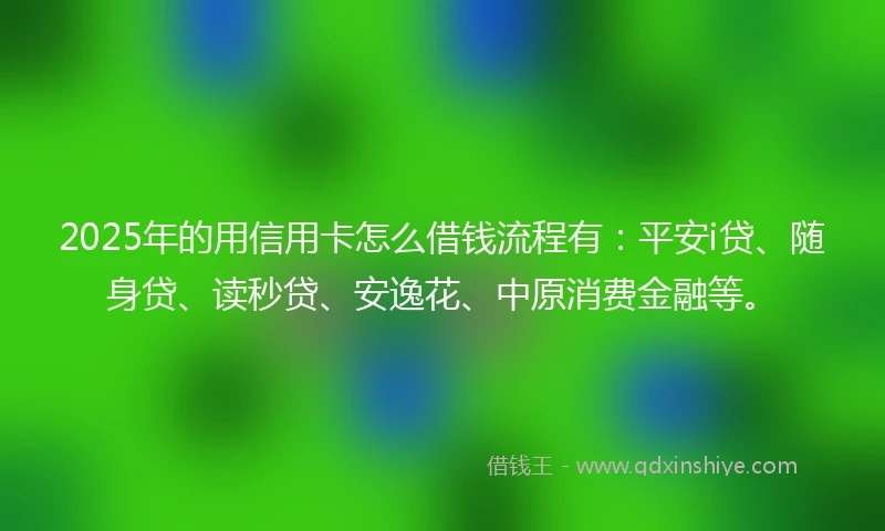 2025年的用信用卡怎么借钱流程有：平安i贷、随身贷、读秒贷、安逸花、中原消费金融等。