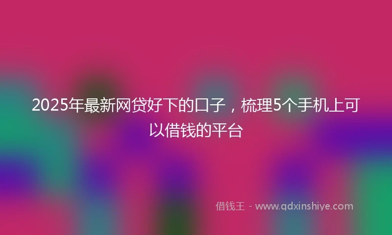 2025年最新网贷好下的口子，梳理5个手机上可以借钱的平台