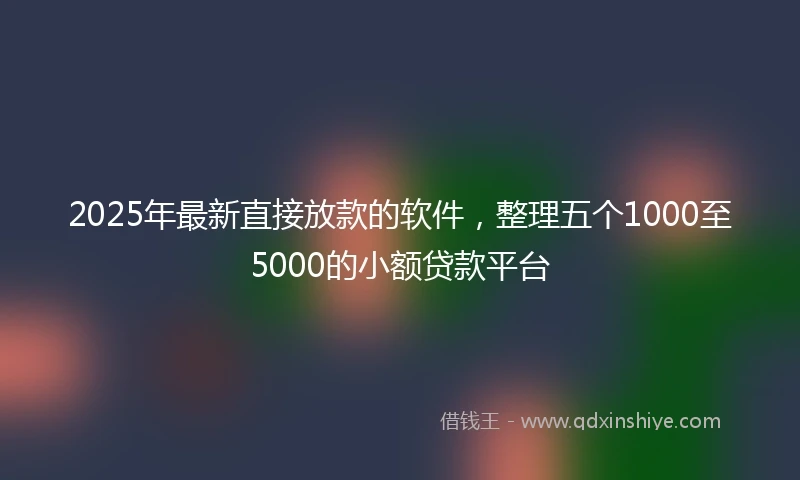 2025年最新直接放款的软件，整理五个1000至5000的小额贷款平台