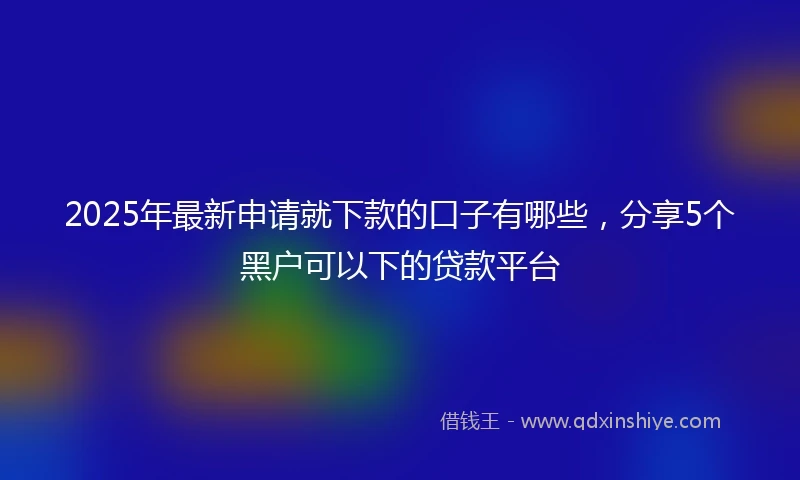 2025年最新申请就下款的口子有哪些，分享5个黑户可以下的贷款平台