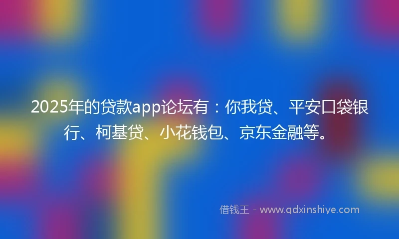 2025年的贷款app论坛有：你我贷、平安口袋银行、柯基贷、小花钱包、京东金融等。