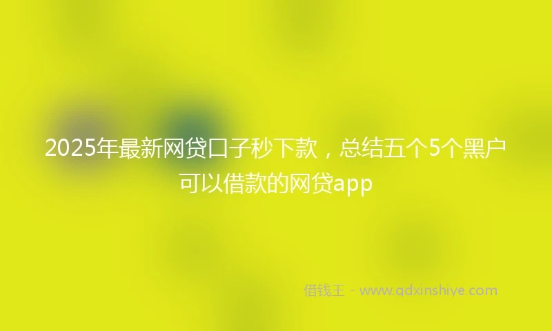 2025年最新网贷口子秒下款，总结五个5个黑户可以借款的网贷app