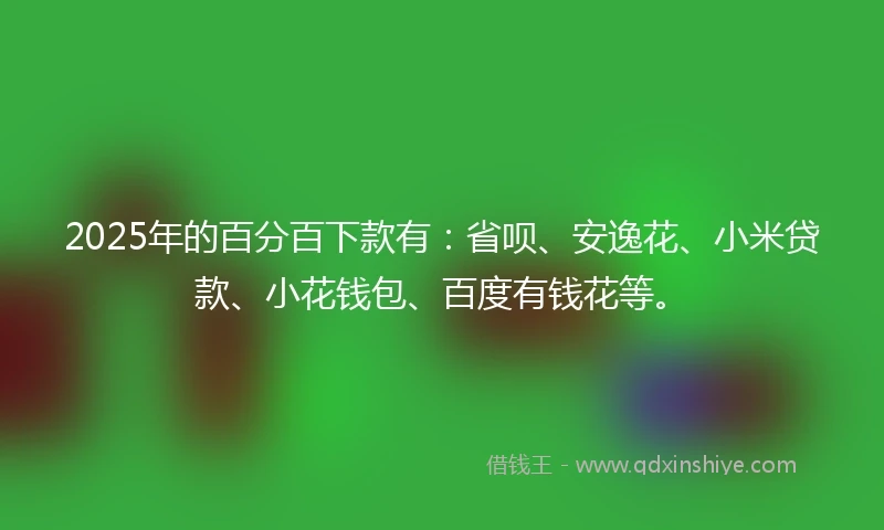 2025年的百分百下款有：省呗、安逸花、小米贷款、小花钱包、百度有钱花等。