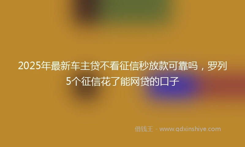 2025年最新车主贷不看征信秒放款可靠吗，罗列5个征信花了能网贷的口子
