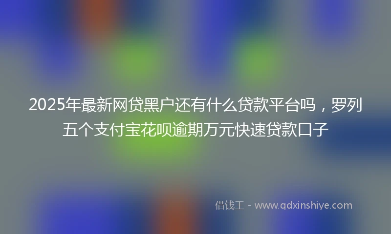 2025年最新网贷黑户还有什么贷款平台吗，罗列五个支付宝花呗逾期万元快速贷款口子