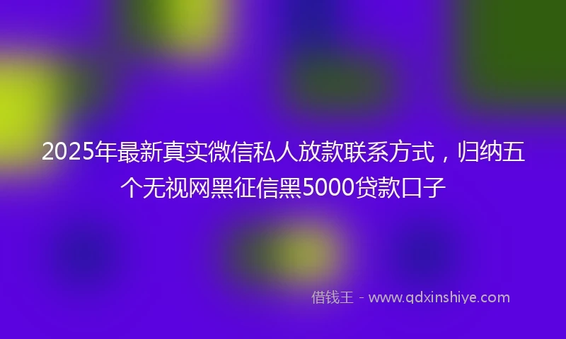 2025年最新真实微信私人放款联系方式，归纳五个无视网黑征信黑5000贷款口子