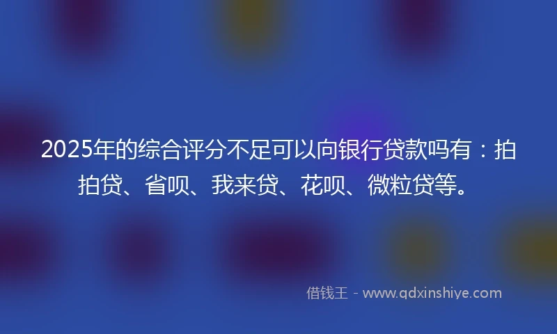 2025年的综合评分不足可以向银行贷款吗有：拍拍贷、省呗、我来贷、花呗、微粒贷等。