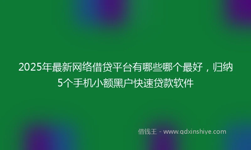 2025年最新网络借贷平台有哪些哪个最好，归纳5个手机小额黑户快速贷款软件