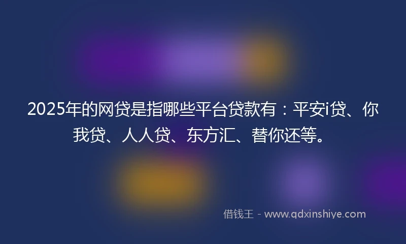 2025年的网贷是指哪些平台贷款有：平安i贷、你我贷、人人贷、东方汇、替你还等。