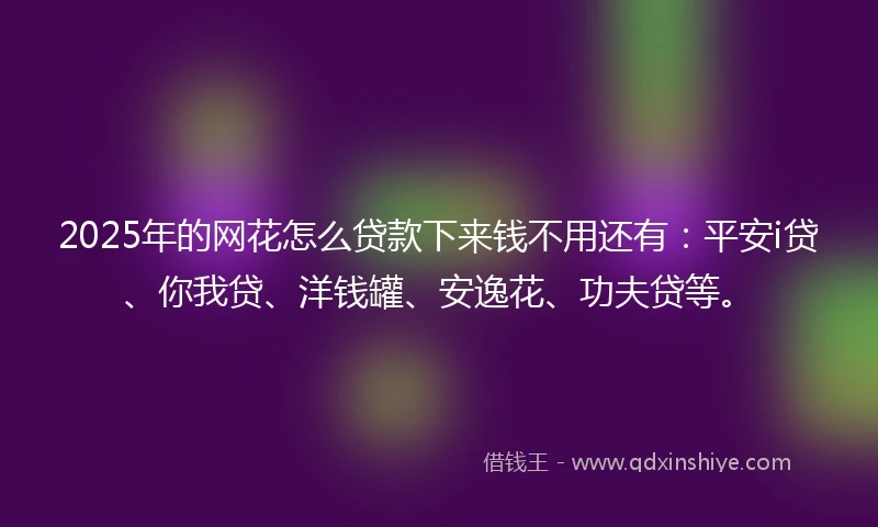2025年的网花怎么贷款下来钱不用还有：平安i贷、你我贷、洋钱罐、安逸花、功夫贷等。