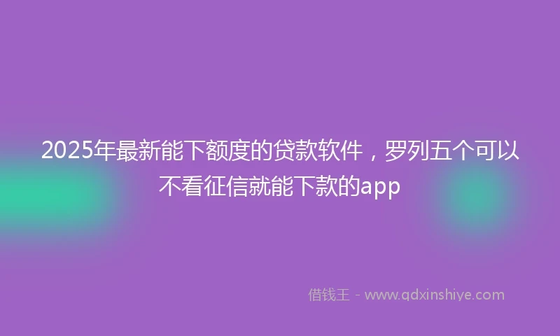2025年最新能下额度的贷款软件，罗列五个可以不看征信就能下款的app