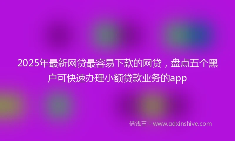 2025年最新网贷最容易下款的网贷，盘点五个黑户可快速办理小额贷款业务的app