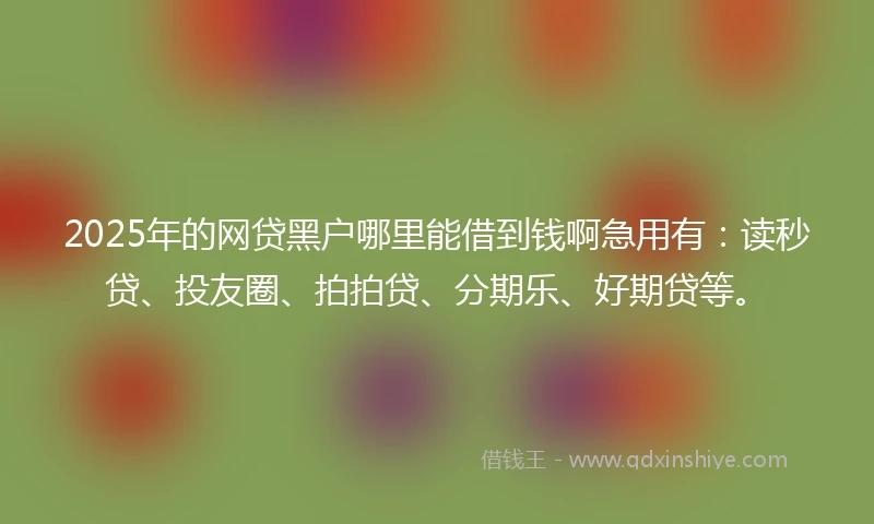 2025年的网贷黑户哪里能借到钱啊急用有：读秒贷、投友圈、拍拍贷、分期乐、好期贷等。