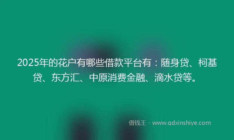 2025年的花户有哪些借款平台有：随身贷、柯基贷、东方汇、中原消费金融、滴水贷等。
