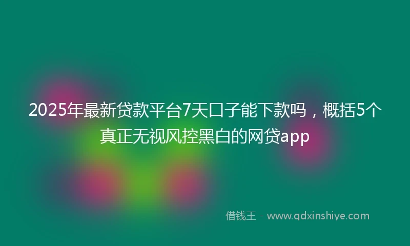 2025年最新贷款平台7天口子能下款吗,概括5个真正无视风控黑白的网贷app