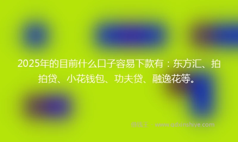 2025年的目前什么口子容易下款有：东方汇、拍拍贷、小花钱包、功夫贷、融逸花等。
