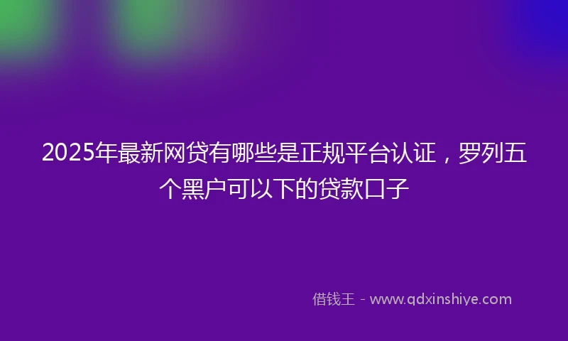 2025年最新网贷有哪些是正规平台认证，罗列五个黑户可以下的贷款口子
