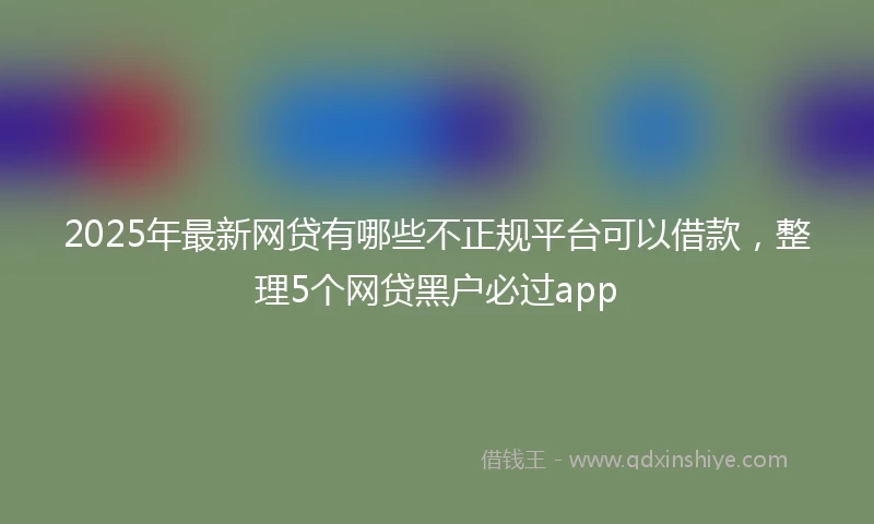 2025年最新网贷有哪些不正规平台可以借款,整理5个网贷黑户必过app