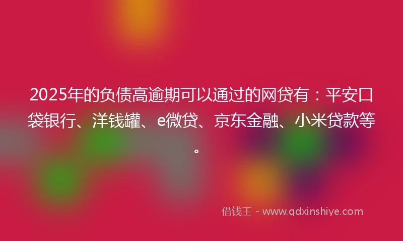 2025年的负债高逾期可以通过的网贷有：平安口袋银行、洋钱罐、e微贷、京东金融、小米贷款等。