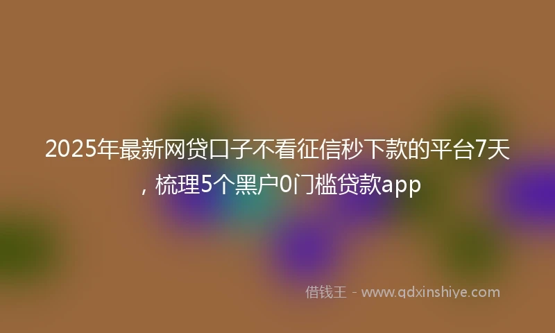2025年最新网贷口子不看征信秒下款的平台7天，梳理5个黑户0门槛贷款app