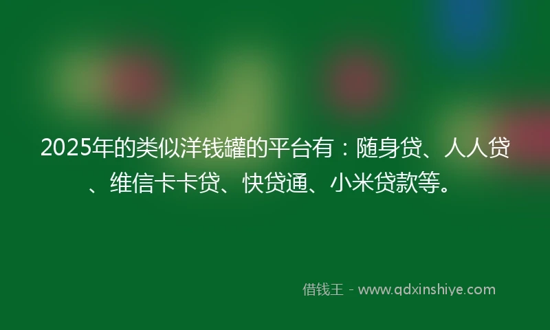2025年的类似洋钱罐的平台有：随身贷、人人贷、维信卡卡贷、快贷通、小米贷款等。