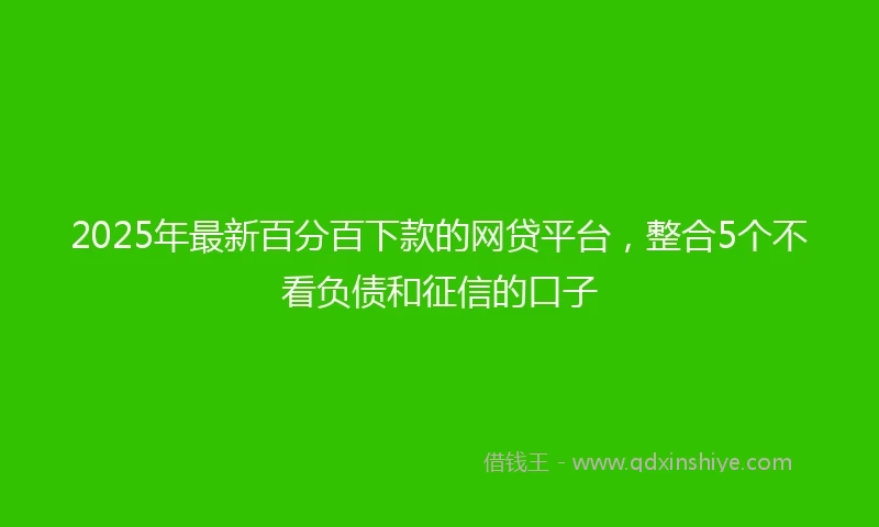 2025年最新百分百下款的网贷平台，整合5个不看负债和征信的口子