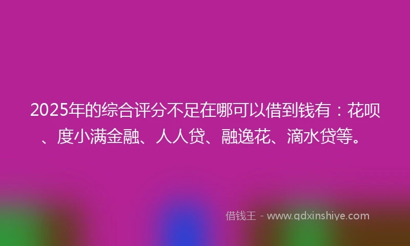 2025年的综合评分不足在哪可以借到钱有：花呗、度小满金融、人人贷、融逸花、滴水贷等。