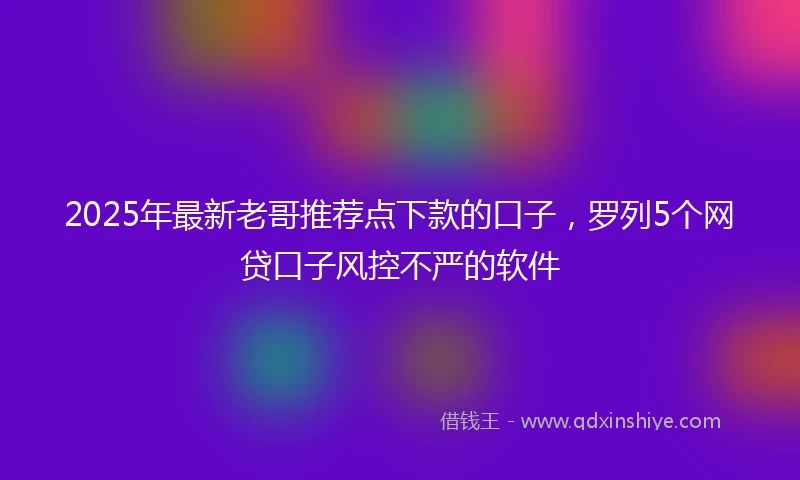 2025年最新老哥推荐点下款的口子，罗列5个网贷口子风控不严的软件