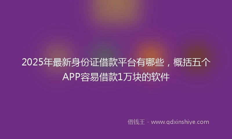 2025年最新身份证借款平台有哪些，概括五个APP容易借款1万块的软件