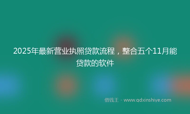 2025年最新营业执照贷款流程，整合五个11月能贷款的软件