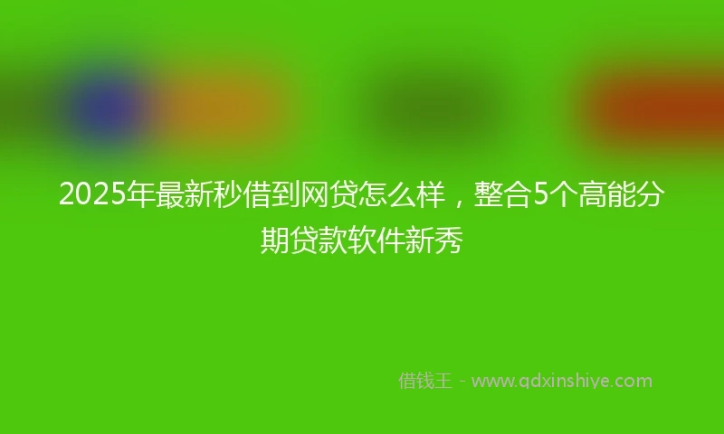 2025年最新秒借到网贷怎么样，整合5个高能分期贷款软件新秀