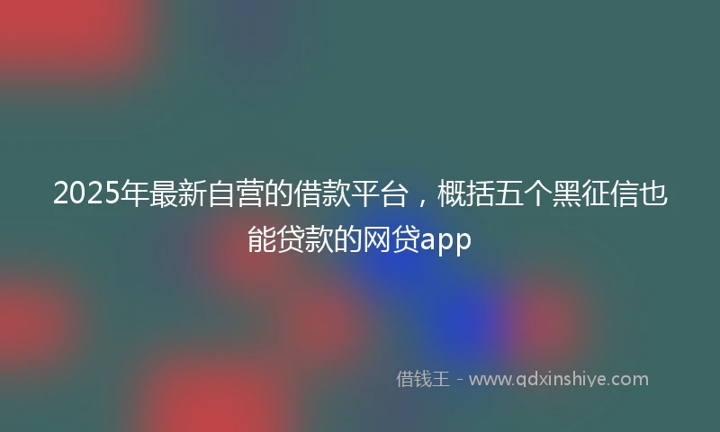 2025年最新自营的借款平台，概括五个黑征信也能贷款的网贷app