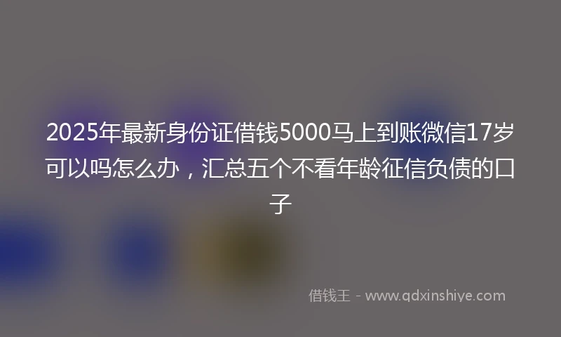 2025年最新身份证借钱5000马上到账微信17岁可以吗怎么办，汇总五个不看年龄征信负债的口子