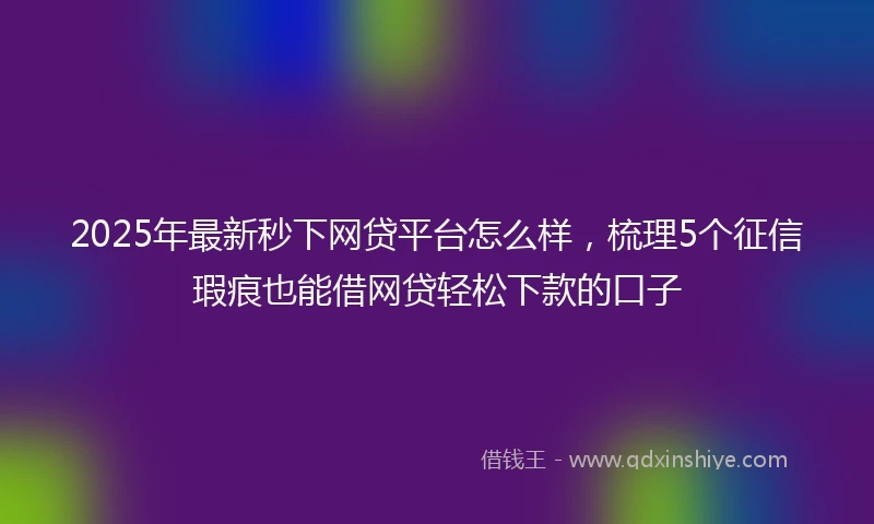 2025年最新秒下网贷平台怎么样，梳理5个征信瑕疵也能借网贷轻松下款的口子