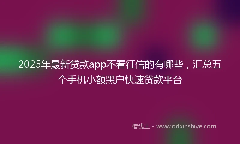 2025年最新贷款app不看征信的有哪些，汇总五个手机小额黑户快速贷款平台