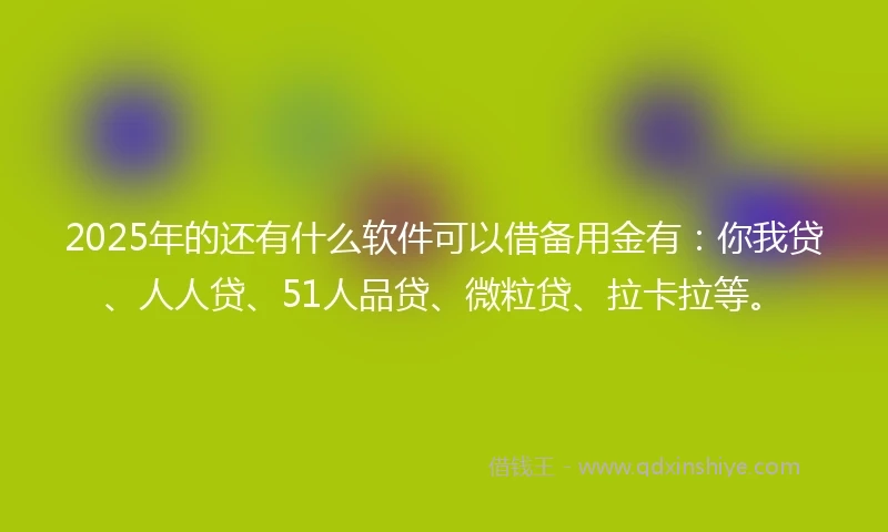 2025年的还有什么软件可以借备用金有：你我贷、人人贷、51人品贷、微粒贷、拉卡拉等。