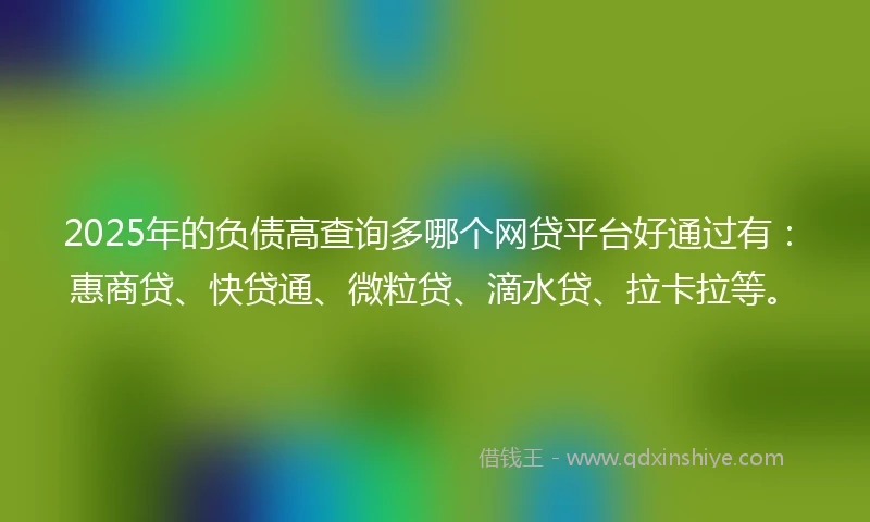 2025年的负债高查询多哪个网贷平台好通过有：惠商贷、快贷通、微粒贷、滴水贷、拉卡拉等。