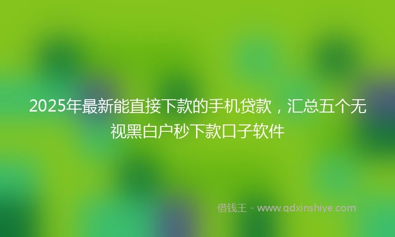 2025年最新能直接下款的手机贷款，汇总五个无视黑白户秒下款口子软件