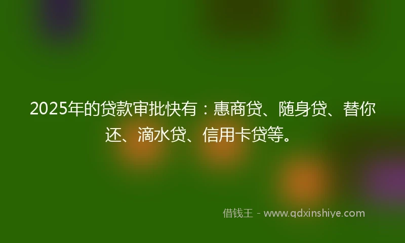 2025年的贷款审批快有：惠商贷、随身贷、替你还、滴水贷、信用卡贷等。