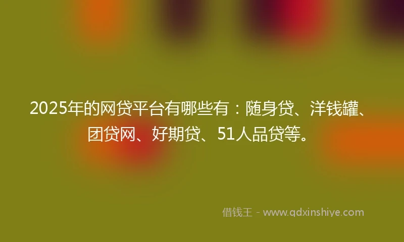 2025年的网贷平台有哪些有：随身贷、洋钱罐、团贷网、好期贷、51人品贷等。