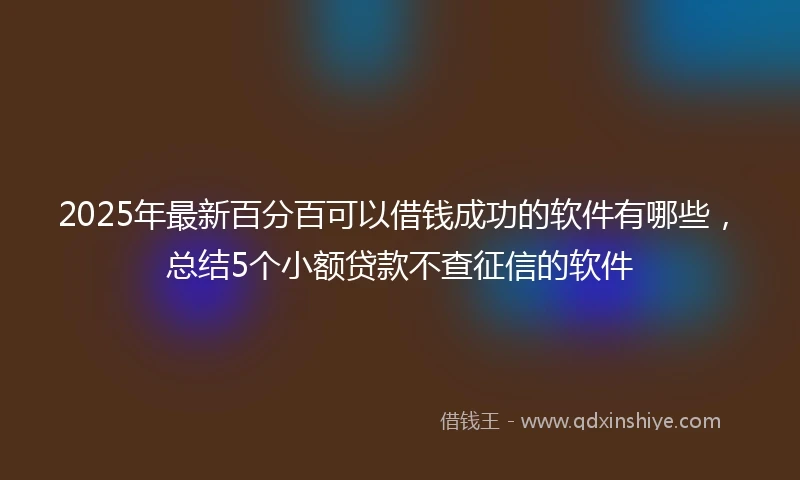2025年最新百分百可以借钱成功的软件有哪些，总结5个小额贷款不查征信的软件