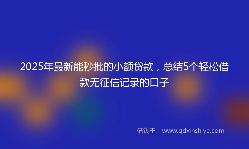 2025年最新能秒批的小额贷款，总结5个轻松借款无征信记录的口子