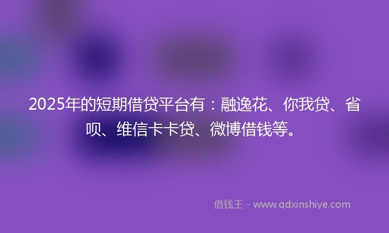 2025年的短期借贷平台有：融逸花、你我贷、省呗、维信卡卡贷、微博借钱等。