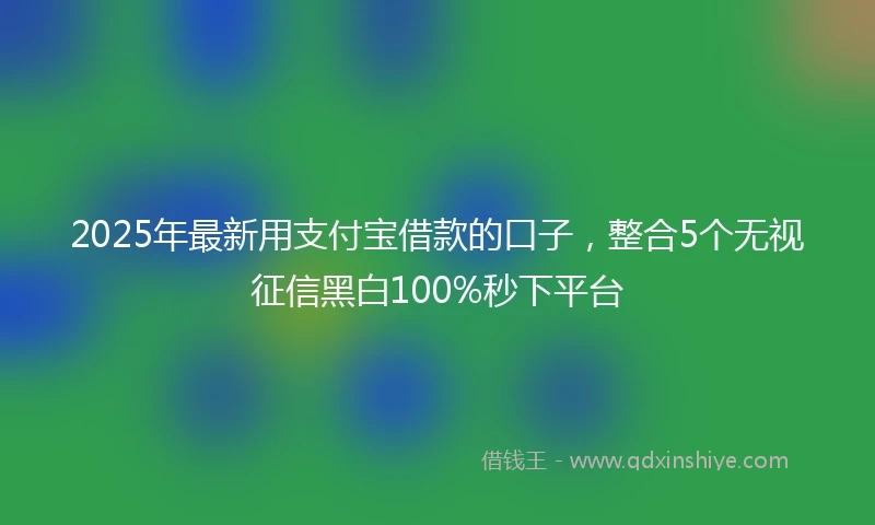 2025年最新用支付宝借款的口子，整合5个无视征信黑白100%秒下平台