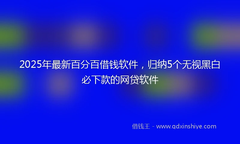 2025年最新百分百借钱软件，归纳5个无视黑白必下款的网贷软件