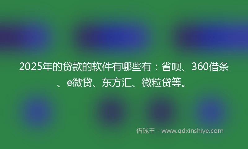 2025年的贷款的软件有哪些有：省呗、360借条、e微贷、东方汇、微粒贷等。